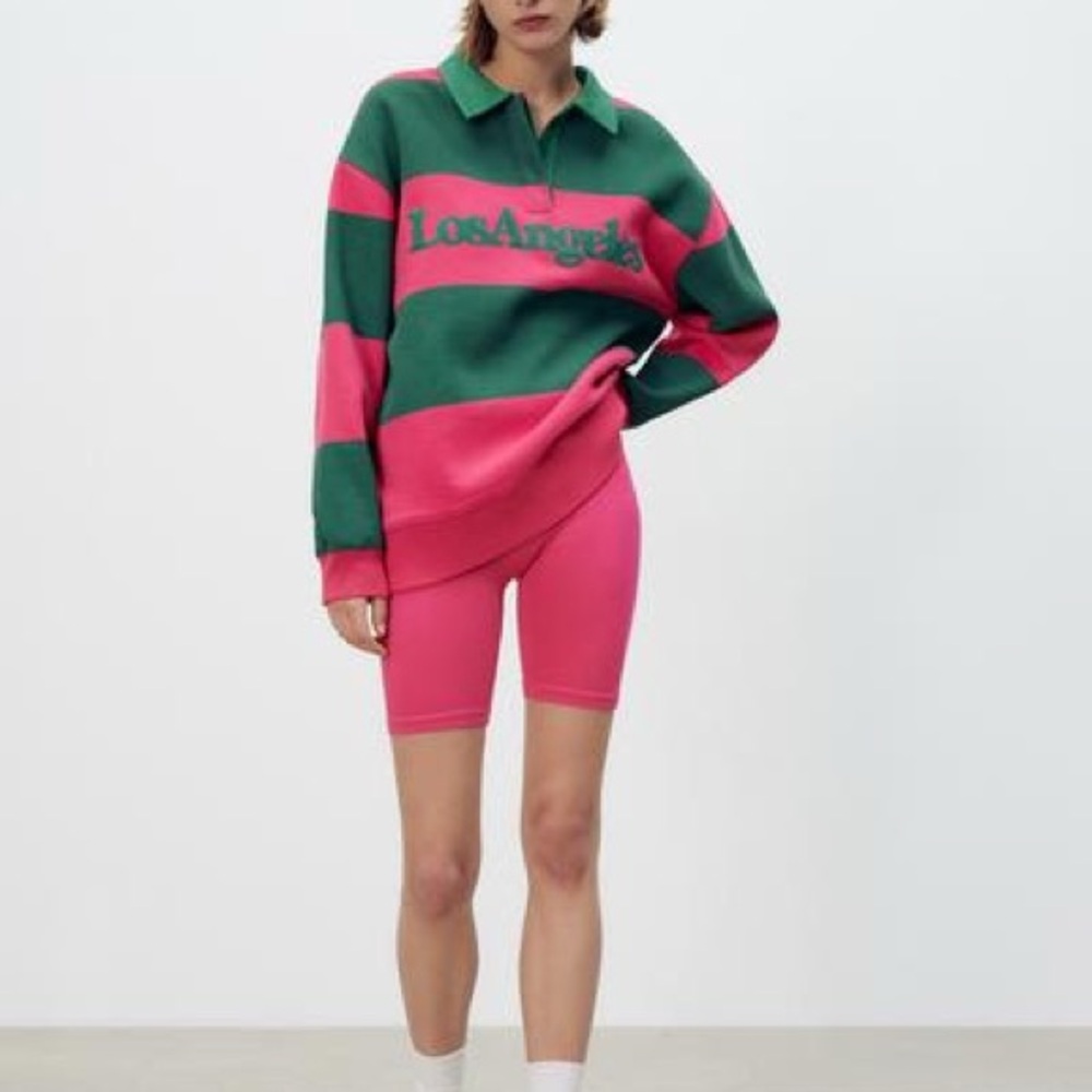 Zara Pink Ribbed Bike Shorts